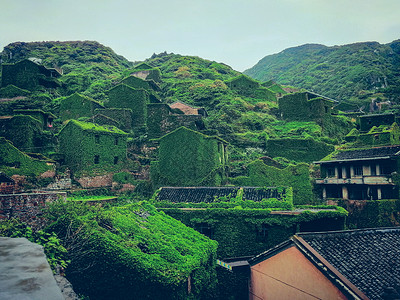 舟山建筑无人村背景