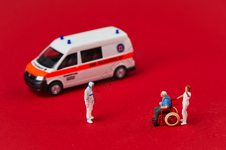 救护车与医生医生救护车急救患者背景