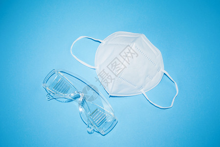杯子宣传素材n95口罩与防护镜背景