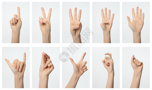 手势人数字一到十手势手语背景