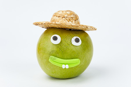 创意水果表情愚人节创意青苹果背景