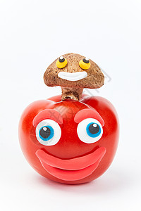 愚人节创意可爱蔬菜菌菇愚人节创意菌菇番茄搞怪表情背景