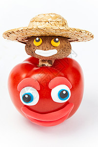 愚人节创意菌菇番茄搞怪表情背景