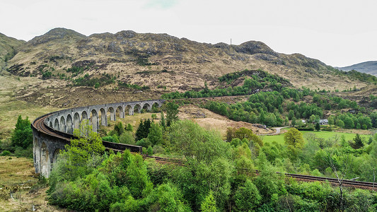 哈利波特场景英国苏格兰葛芬兰火车道背景