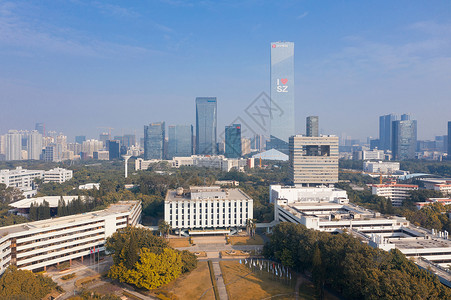 广东地标建筑插画深圳大学校园教学楼背景