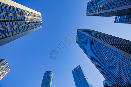 办公商务楼青岛CBD中央商务区城市高楼大气商务办公背景