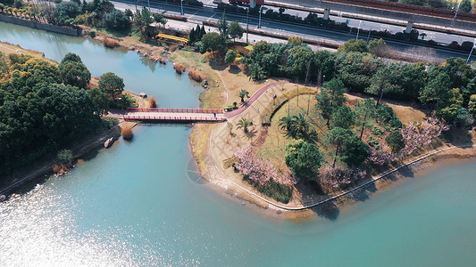 昆布兰湖上海美兰湖春天风光背景