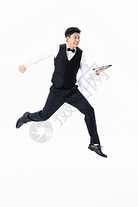 奔跑的男性服务员形象高清图片