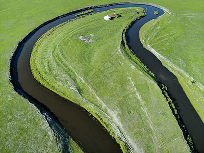 航拍呼伦贝尔大草原莫日格勒河高清图片