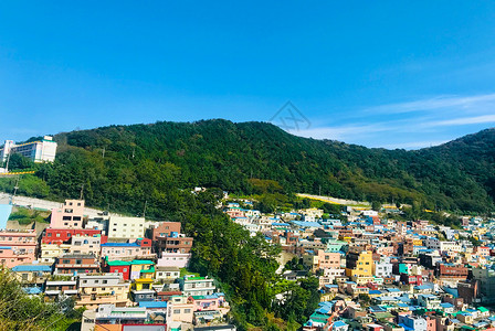 韩国釜山甘州文化村背景