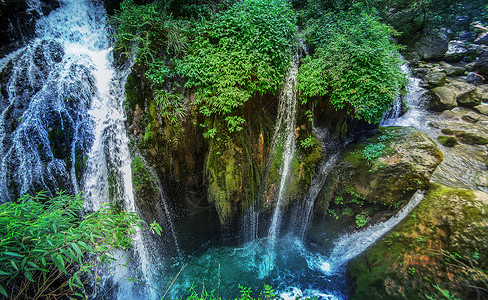 山水人家画册封面湖北省宜昌山水风情三峡人家背景