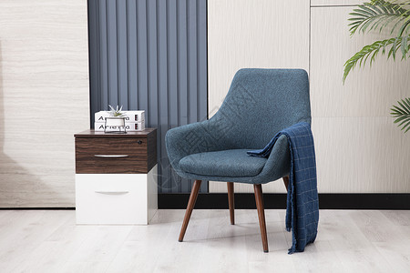 深蓝色椅子现代家居书房一角图片