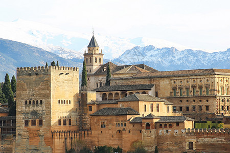 布拉塔西班牙的故宫格拉纳达阿尔罕布拉宫背景