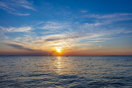 背景素材海海上日落晚霞漫天背景