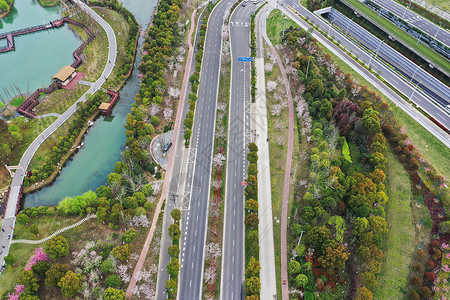 苏州道路航拍苏州城市高架桥背景