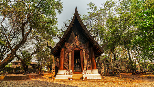 泰国清莱地标黑庙实拍高清图片