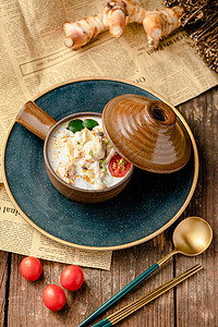 泰国椰奶鸡泰式火锅高清图片