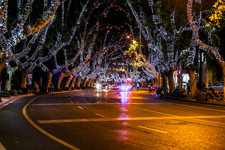 杭州南山路霓虹灯夜景背景