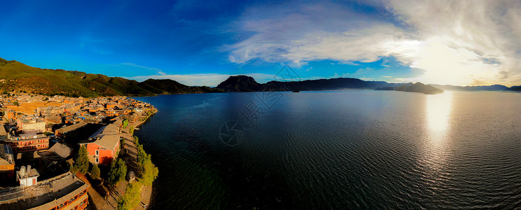 泸沽湖航拍背景图片