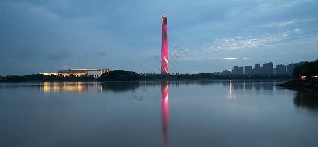 英雄城市江西九江城市夜景英雄纪念碑背景