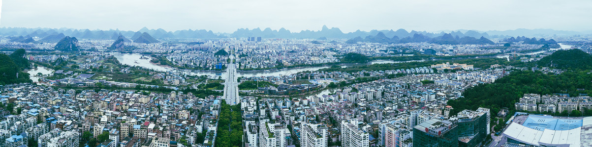 航拍桂林市航拍城市拼接天际线城市建筑群漓江桂林背景