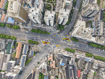 车辆拥堵俯拍长沙城市交通背景