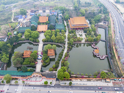 长沙经开区航拍湖南长沙开福寺背景