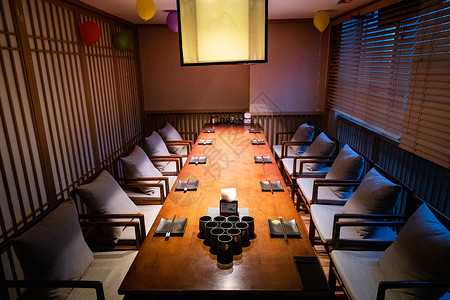日式盆景日式餐厅座位背景