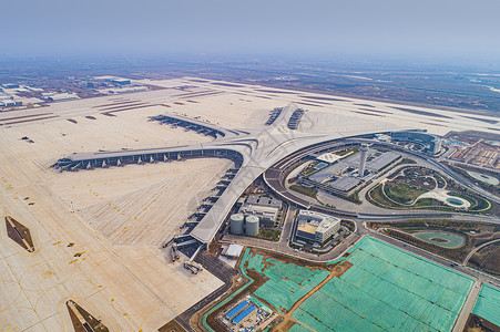 新建机场航拍青岛胶东机场航站楼背景