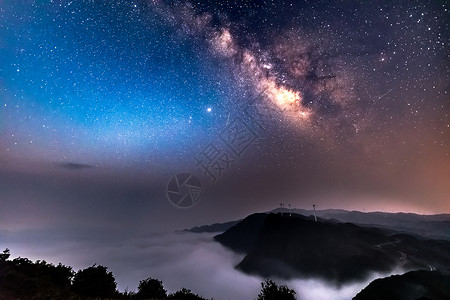 贵州乌蒙大草原星空云海背景图片