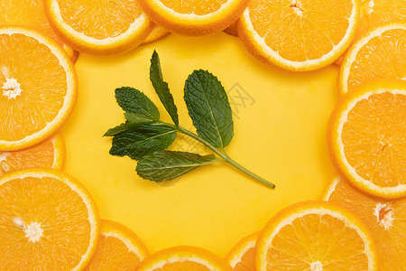 创意橙子切片组合背景图片