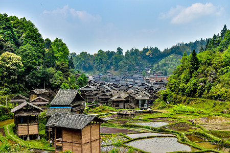 高跷村贵州小黄侗寨背景