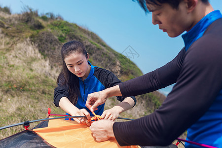 野外绑帐篷绳背景图片