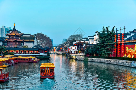 南京夫子庙秦淮河畔背景图片