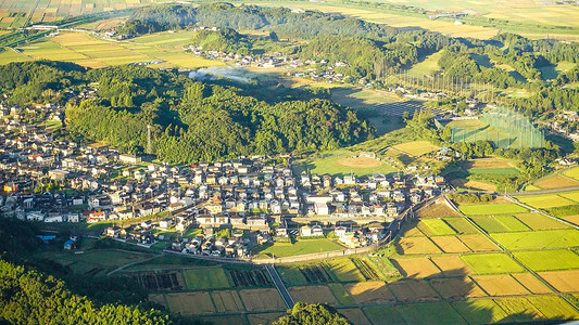 航拍日本日本农田村庄航拍背景