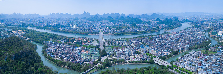 全景航拍城市风光风景城市桂林高清图片