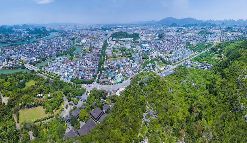 全景航拍城市风光风景城市桂林图片