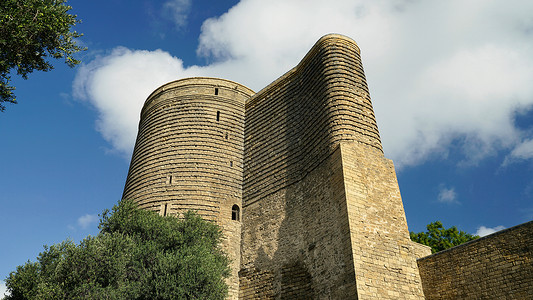 阿塞拜疆首都巴库地标处女塔高清图片