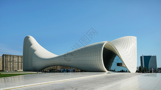 科技感平台阿塞拜疆首都巴库地标超现代建筑阿利耶夫文化中心背景