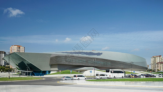 科技感平台阿塞拜疆首都巴库城市建筑背景