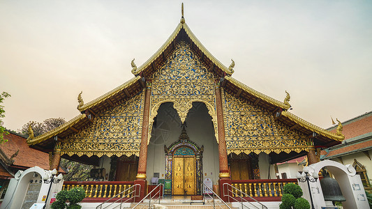 曼古斯坦泰国清迈古城内地标寺庙清曼寺背景