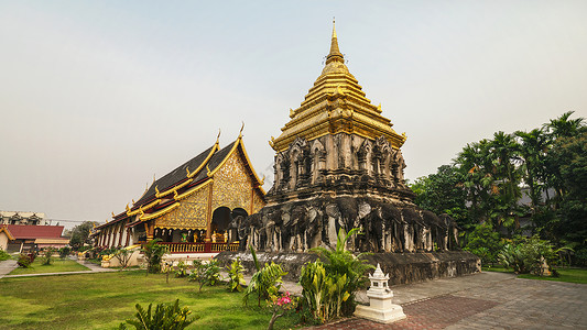 曼古斯坦泰国清迈古城内地标寺庙清曼寺背景