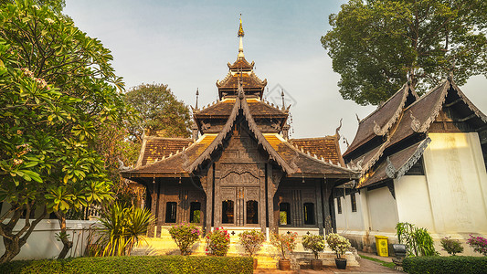 泰国清迈地标寺庙帕辛寺高清图片