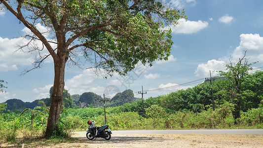 泰国南部热带摩托车旅行旅人背景