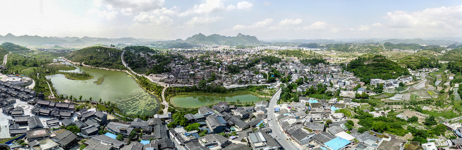 鸟瞰古镇贵州青岩古镇航拍全景背景