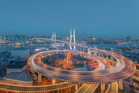 上海马路南浦大桥灯光夜景风光背景