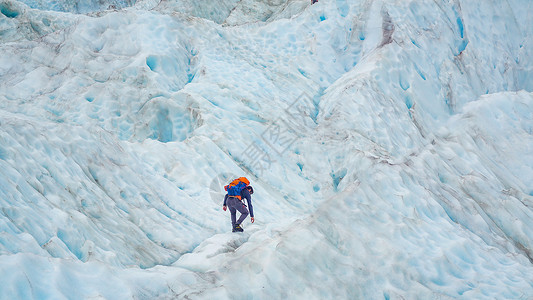 曲登尼玛冰川新西兰福克斯冰川登冰山的人背景
