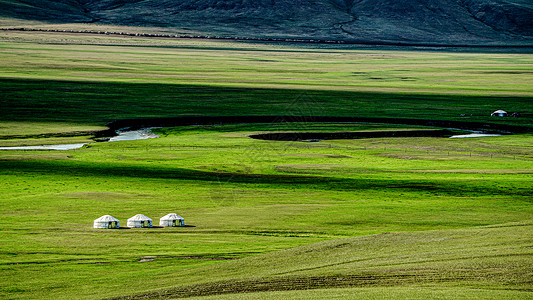 大草原蒙古包呼伦贝尔大草原莫日格勒河九曲十八弯背景