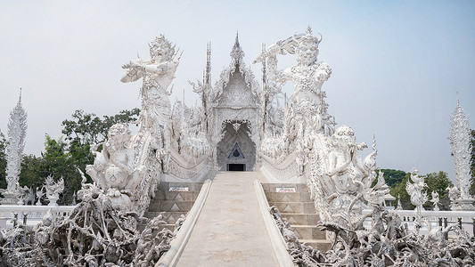 泰国金佛寺泰国清莱白庙地标佛寺背景