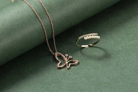 花和珠宝素材项链戒指背景
